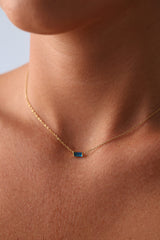 Charlee Baguette Birthstone Gold Necklace – Waterproof Stainless Steel