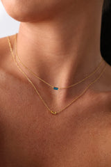 Charlee Baguette Birthstone Gold Necklace – Waterproof Stainless Steel