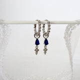 Blue 3 Teardrop Dangle SILVER earring Stacks B. Teardrop Blue