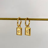 Starburst 925 Sterling Silver Rectangle Drop Dangle Earrings A. Dangle Earrings