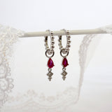 Pink 3 Teardrop Dangle SILVER earring Stacks B. Teardrop Pink