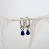 Blue Marquise Hoop Earrings SILVER A. Dangle