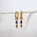 Purple 3 Teardrop Dangle Gold earring Stacks B. Teardrop Purple