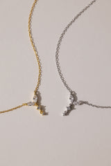 Crystal pendant dainty necklace in 18k gold-plated sterling silver with teardrop cubic zirconia, elegant and hypoallergenic design