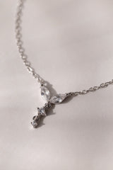 Crystal pendant dainty necklace in 18k gold-plated sterling silver with teardrop cubic zirconia, elegant and hypoallergenic design