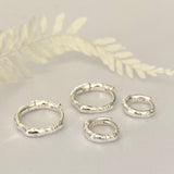 Textured Silver Hoop Earrings, 925 Sterling Silver