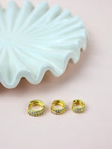 Dainty Gold huggie Hoop Earrings Clear CZ- Sterling Silver