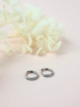 Dainty Silver huggie Hoop Earrings Clear CZ- Sterling Silver
