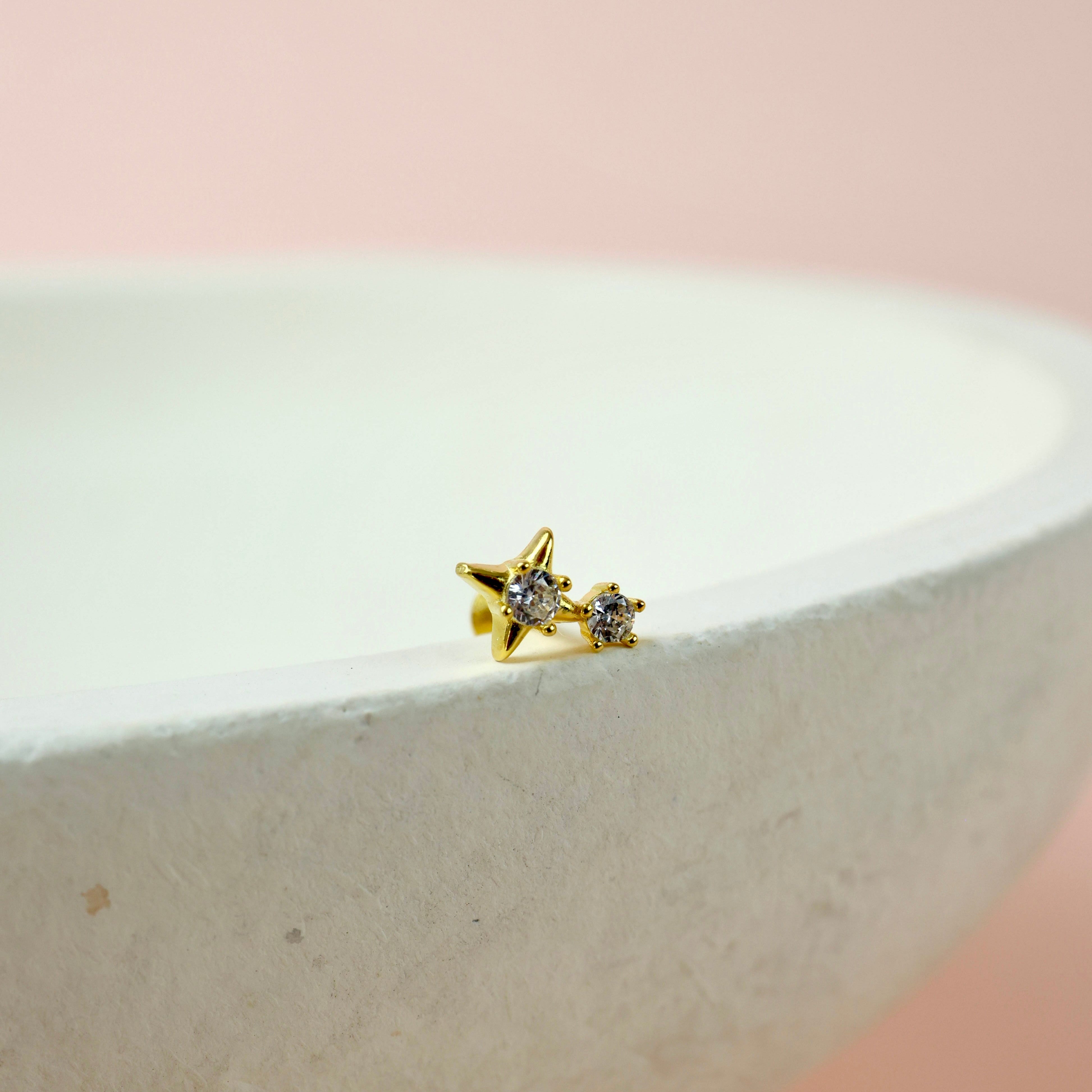 Star Screw Flat Back Helix Stud Earring- 1 piece