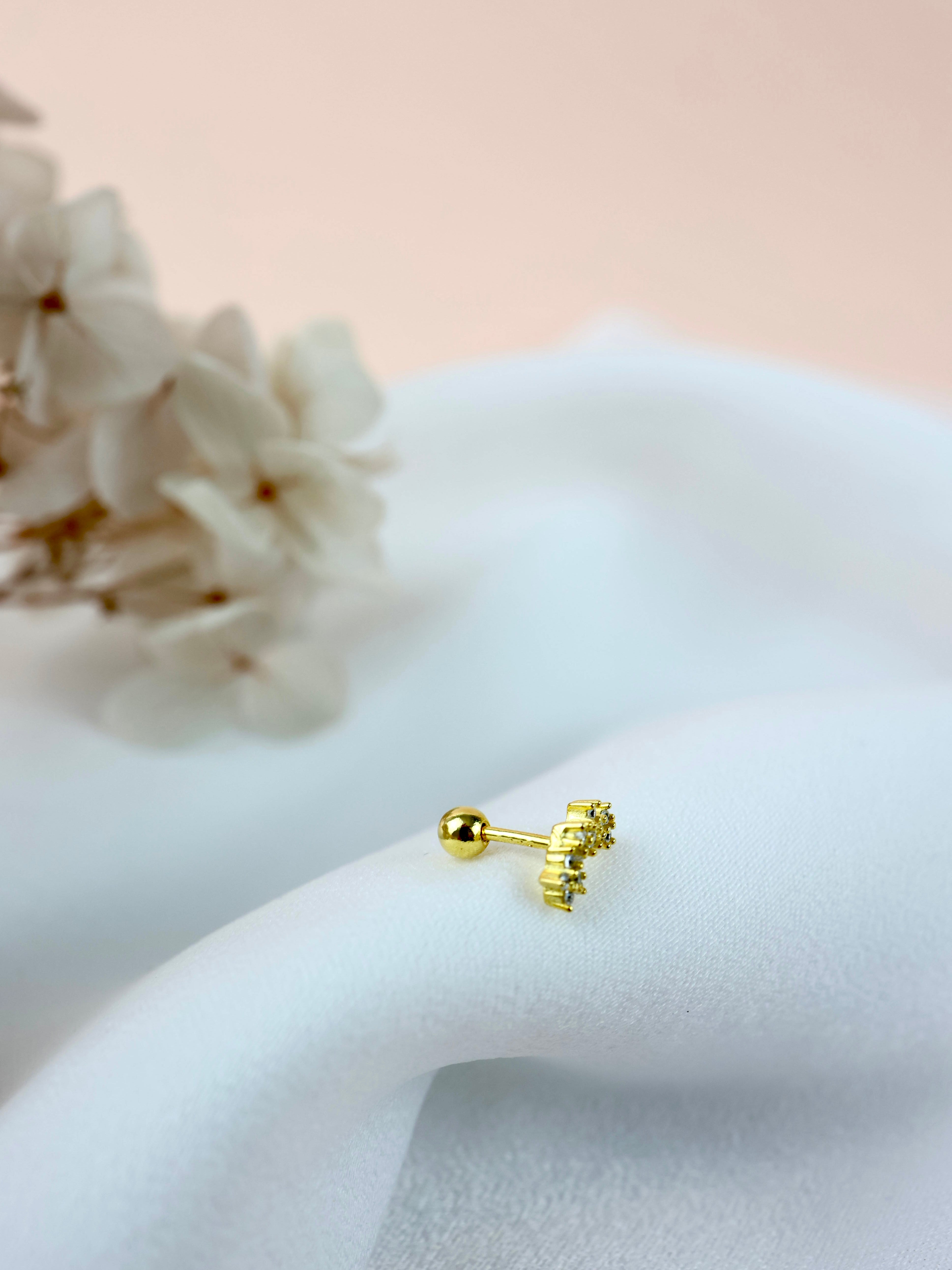 Daisy Ball Screw back Helix Stud Earring GOLD