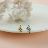 Tiny Clover Screw Flat Back Helix Stud Earring Gold- 1 piece