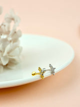Tiny Clover Screw Flat Back Helix Stud Earring SILVER- 1 piece