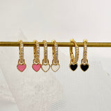 Small Love heart Hoop Earrings PINK