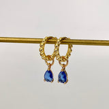 Princess Dainty Hoop Teardrop Dangle Earrings Blue