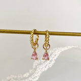 Pink Marquise Gold Hoop Earrings A. Pink Dangle