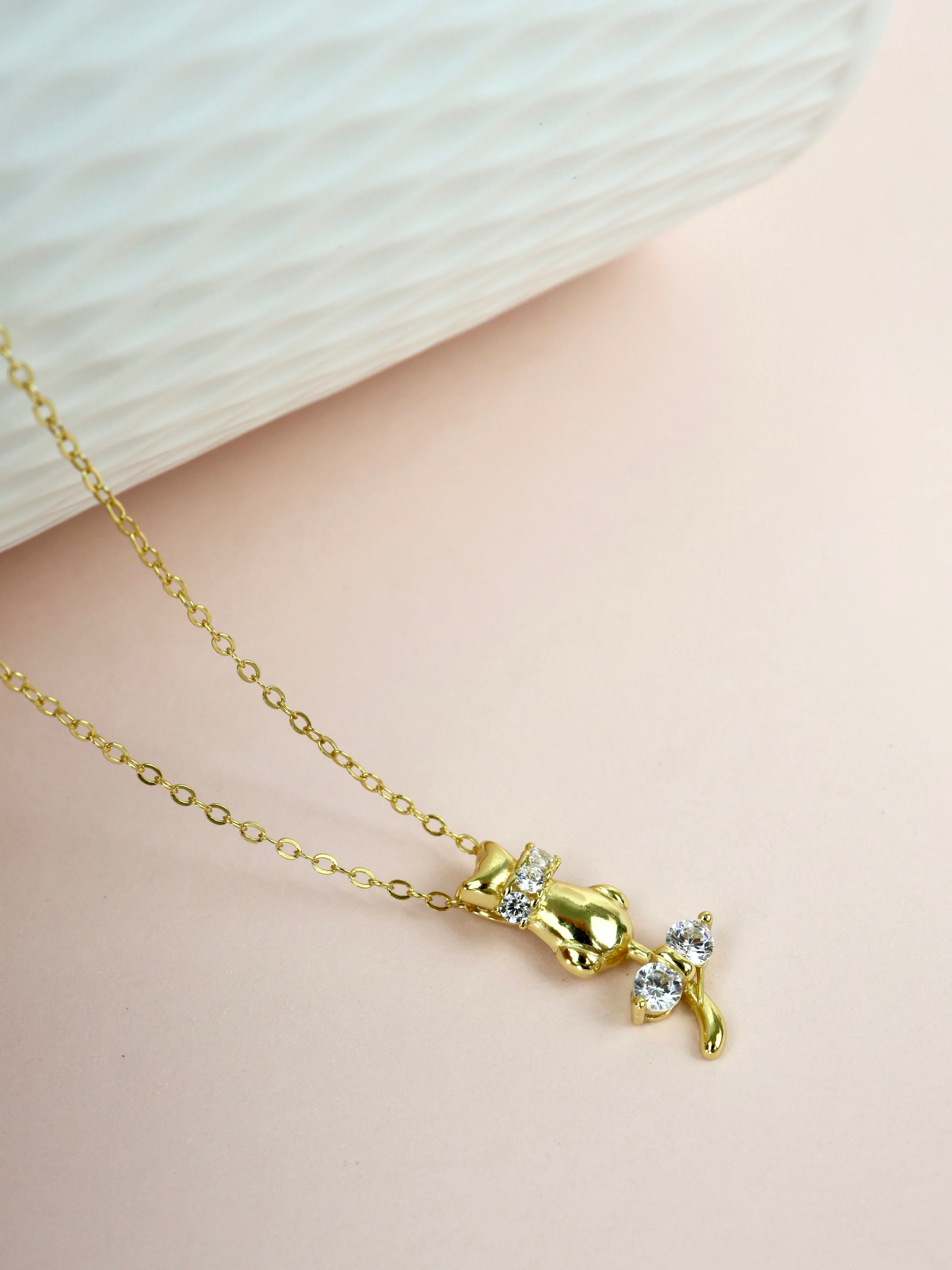 Pussycat Sterling Silver Necklace - Gold