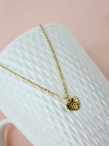 Love You Heart Sterling Silver Necklace - Gold