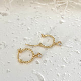Dainty CZ Dangle Earrings 925 Sterling Silver Gold