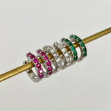 Silver Huggie Hoops with Colourful Gemstones