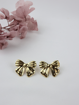 Big Gold Bow Stainless Steel Earrings- Gold