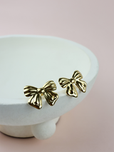 Big Gold Bow Stainless Steel Earrings- Gold