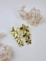 Yasmine Big Gold 3 Flower Earrings