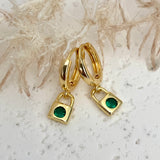Mini Padlock Cubic Dangle Earrings