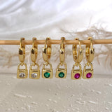 Mini Padlock Cubic Dangle Earrings
