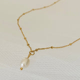 Natural Pearl Pendant Necklace - Stainless Steel