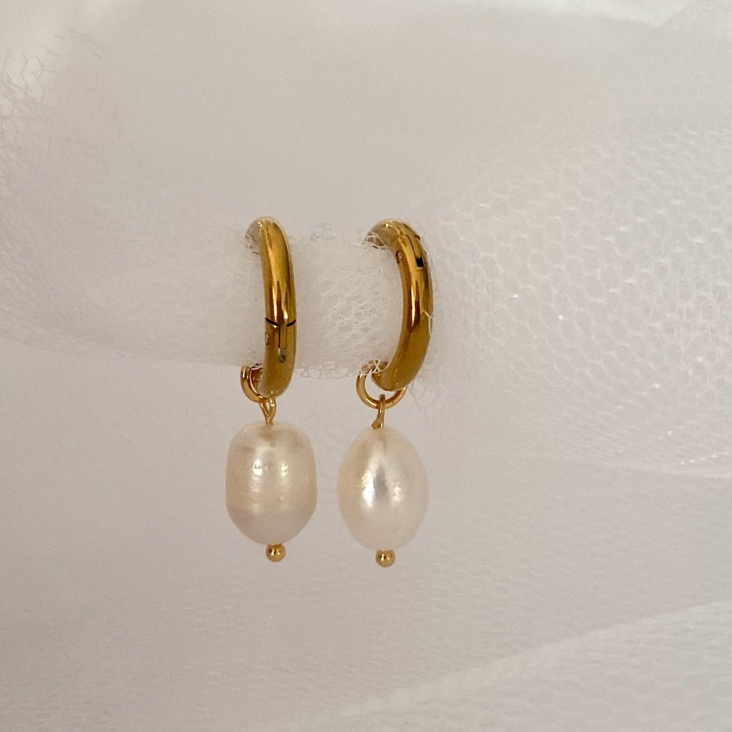 Natural Pearl Drop Stainless Steel Earring
