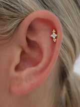 Tiny Clover Screw Flat Back Helix Stud Earring Gold- 1 piece