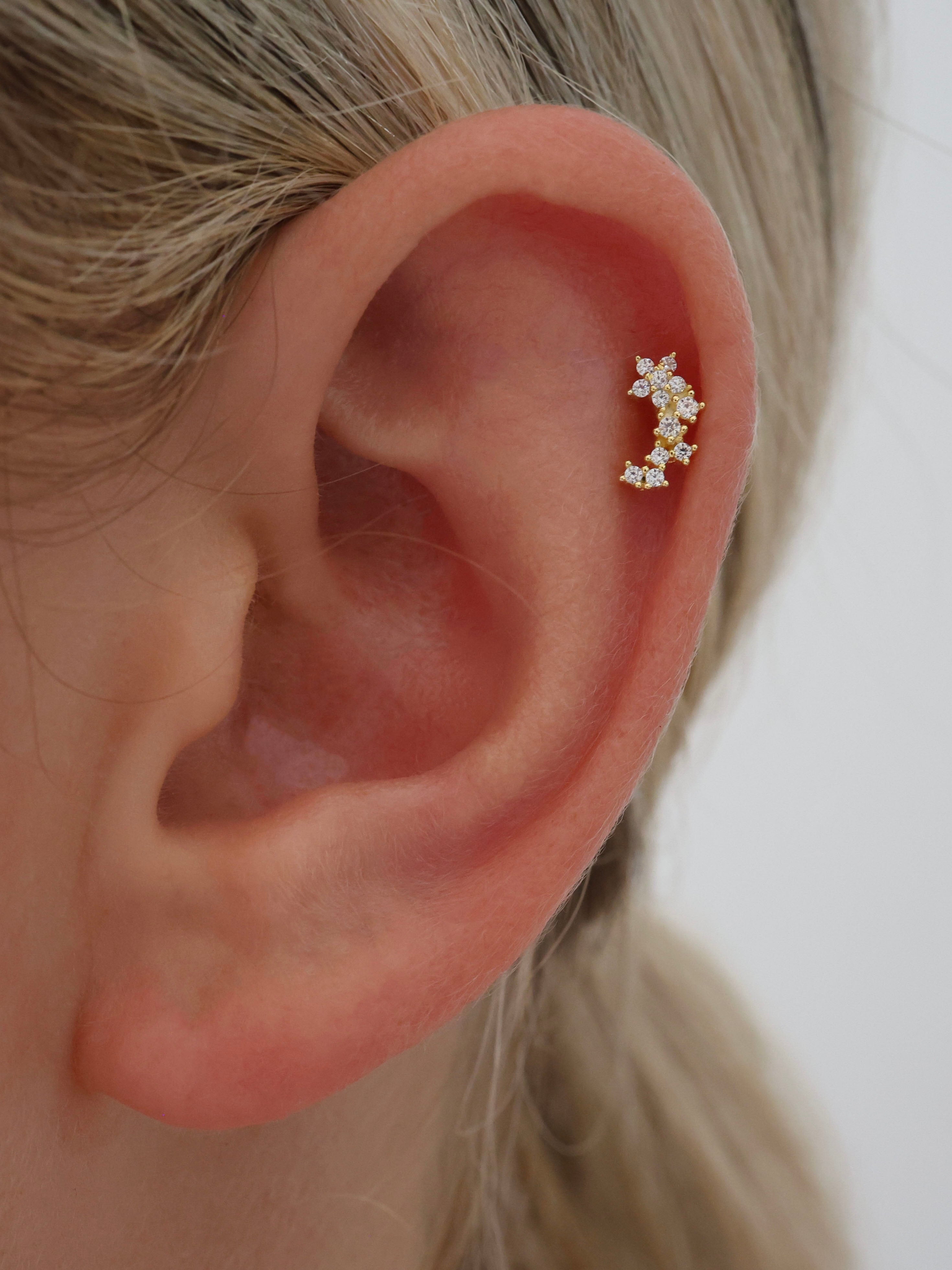 Daisy Ball Screw back Helix Stud Earring GOLD