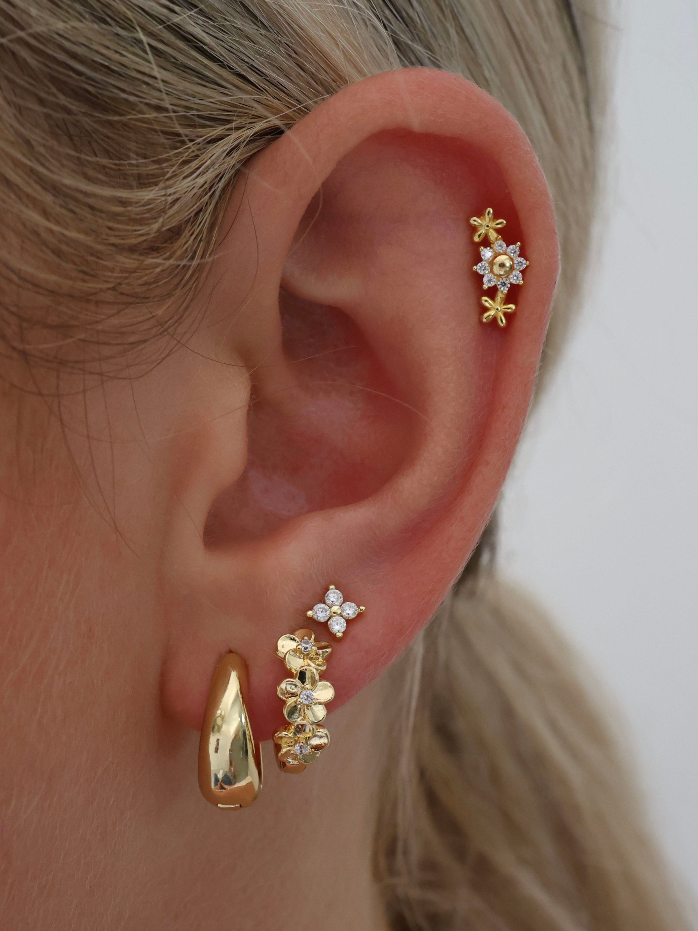 Mooni Screw Flat Back Helix Stud Earring Gold- 1 piece