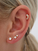 4 Prong Diamond Cubic Stud Earrings 2mm,3mm,4mm GOLD