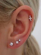 4 Prong Diamond Cubic Stud Earrings 2mm,3mm,4mm SILVER