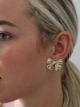 Big Gold Bow Stainless Steel Earrings- Gold