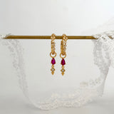 Pink Teardrop Dangle Earrings GOLD A. Pink Teardrop