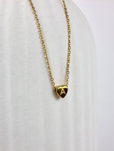 Gaia Love Heart Engraved A-Z Letter Pendant Necklace - Stainless Steel