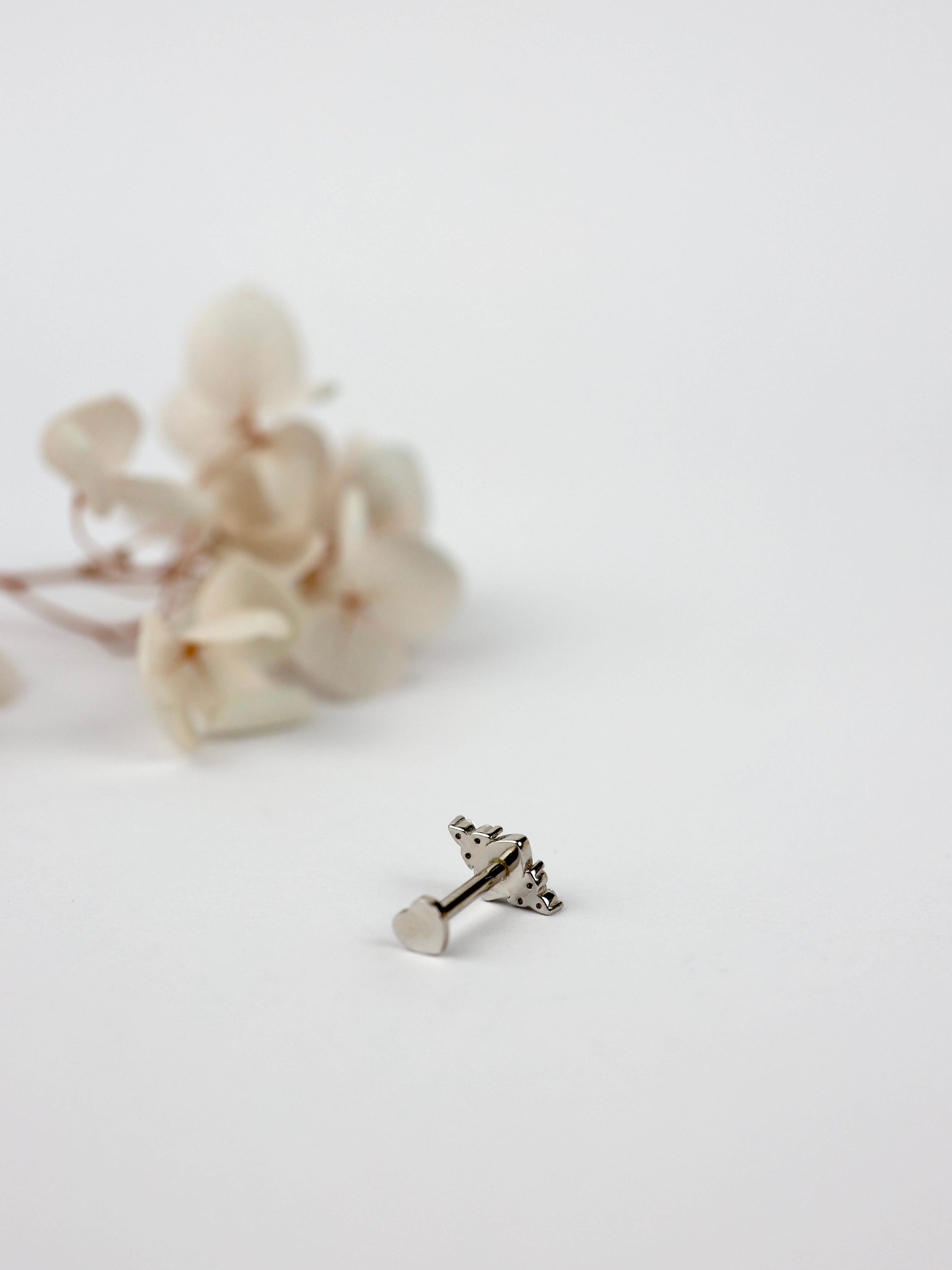 Rana Opal Screw Flat Back Helix Stud Earring SILVER- 1 piece