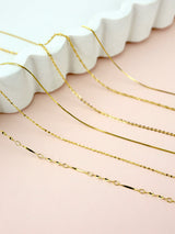 Dainty Gold Chain Necklace - Sterling Silver Snake, Wave, Box, Twist, Basic Chain 40cm, 45cm