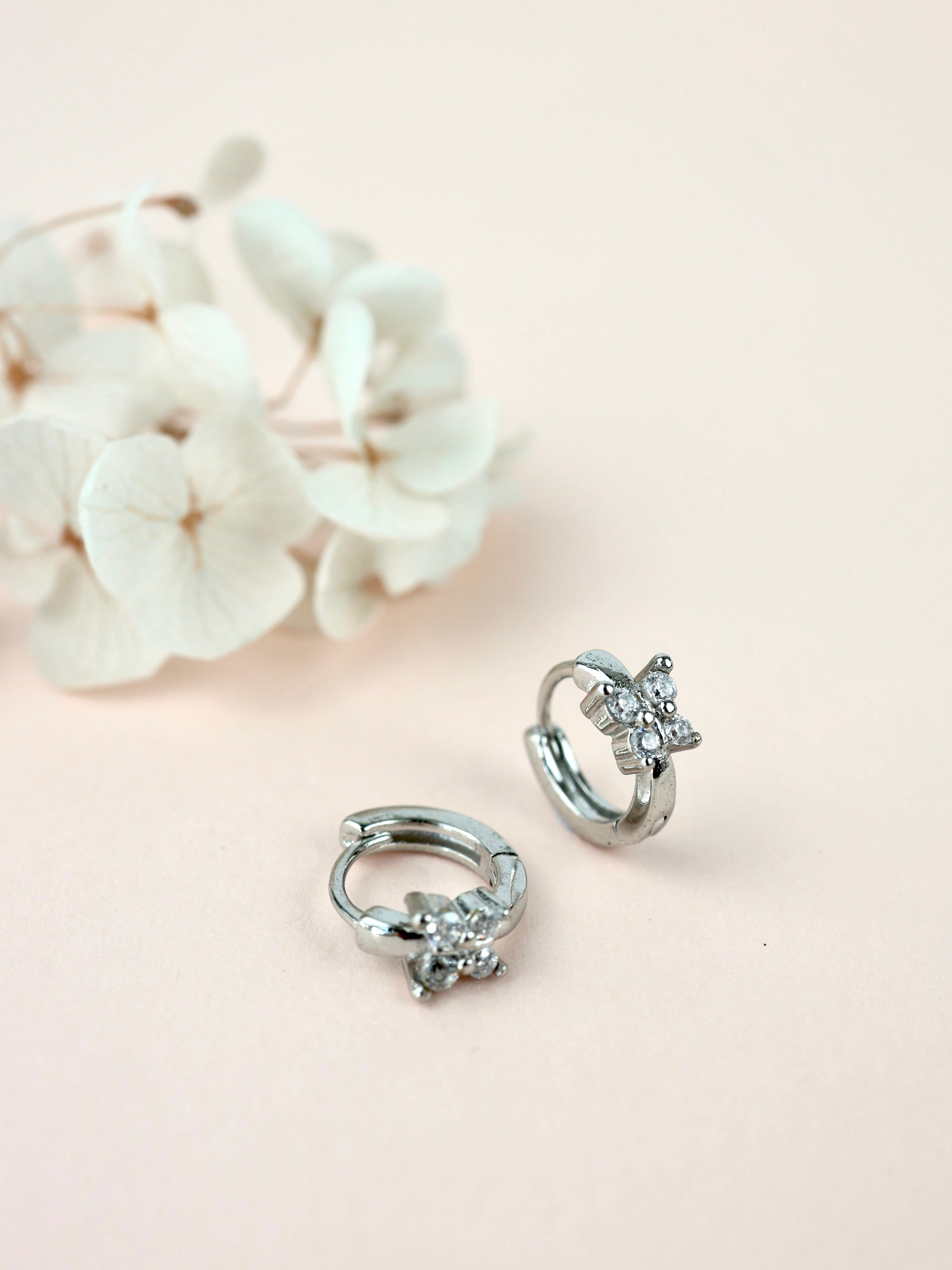 Butterfly Cubic Silver Huggie Hoops