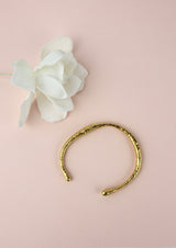 Posh Wave Hammered Bangle Stainless Steel Gold