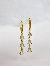 3 Teardrop Dangle Gold Earrings