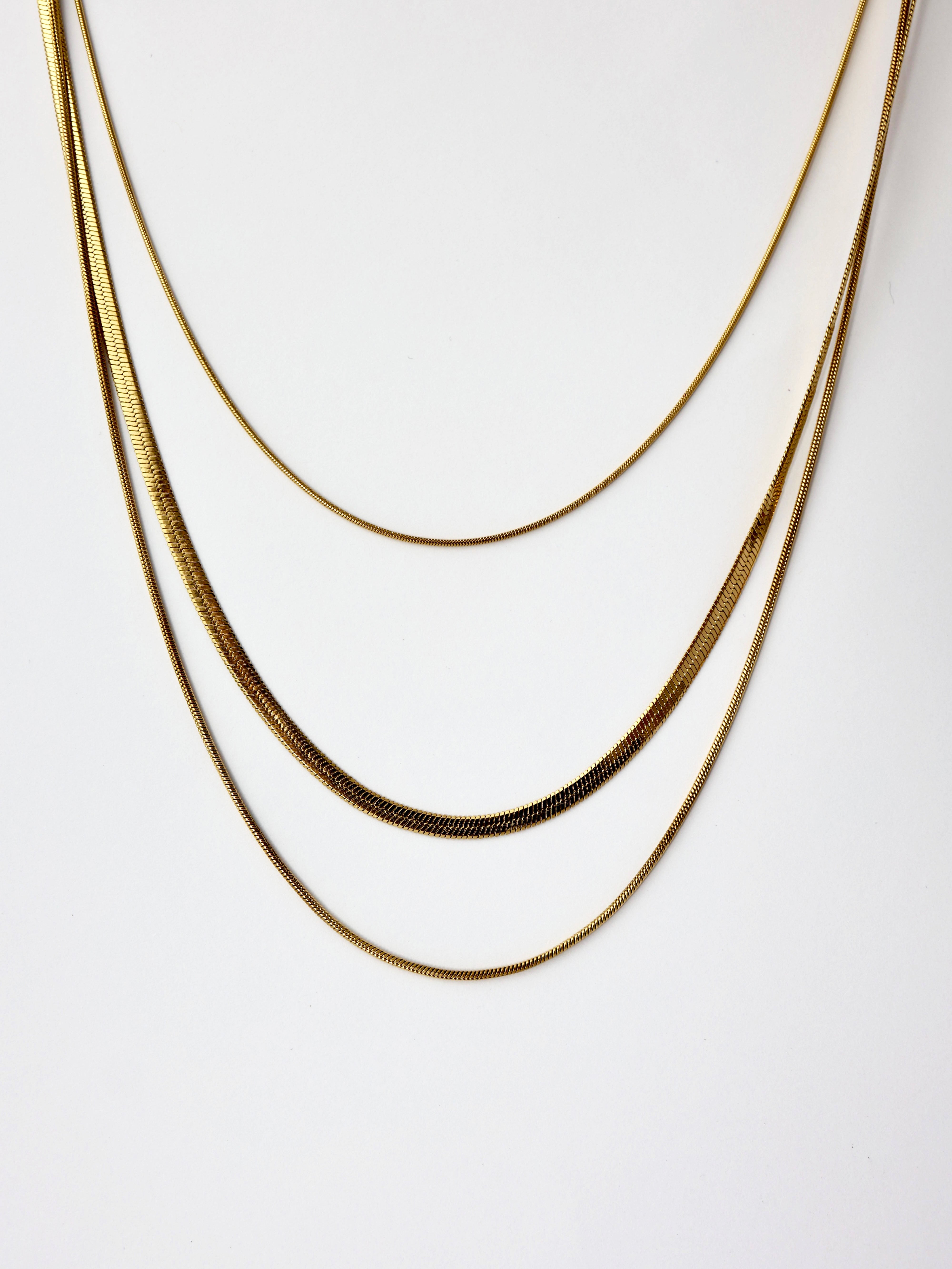 3 Layered Snake Chain Necklace - Stainless Steel