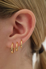 Isla Basic Gold Hoop Earrings 10mm 12mm 14mm- Sterling Silver