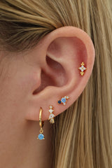 Azure Blue Earring Stacks- Gold