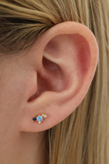 Azure Blue Earring Stacks- Gold