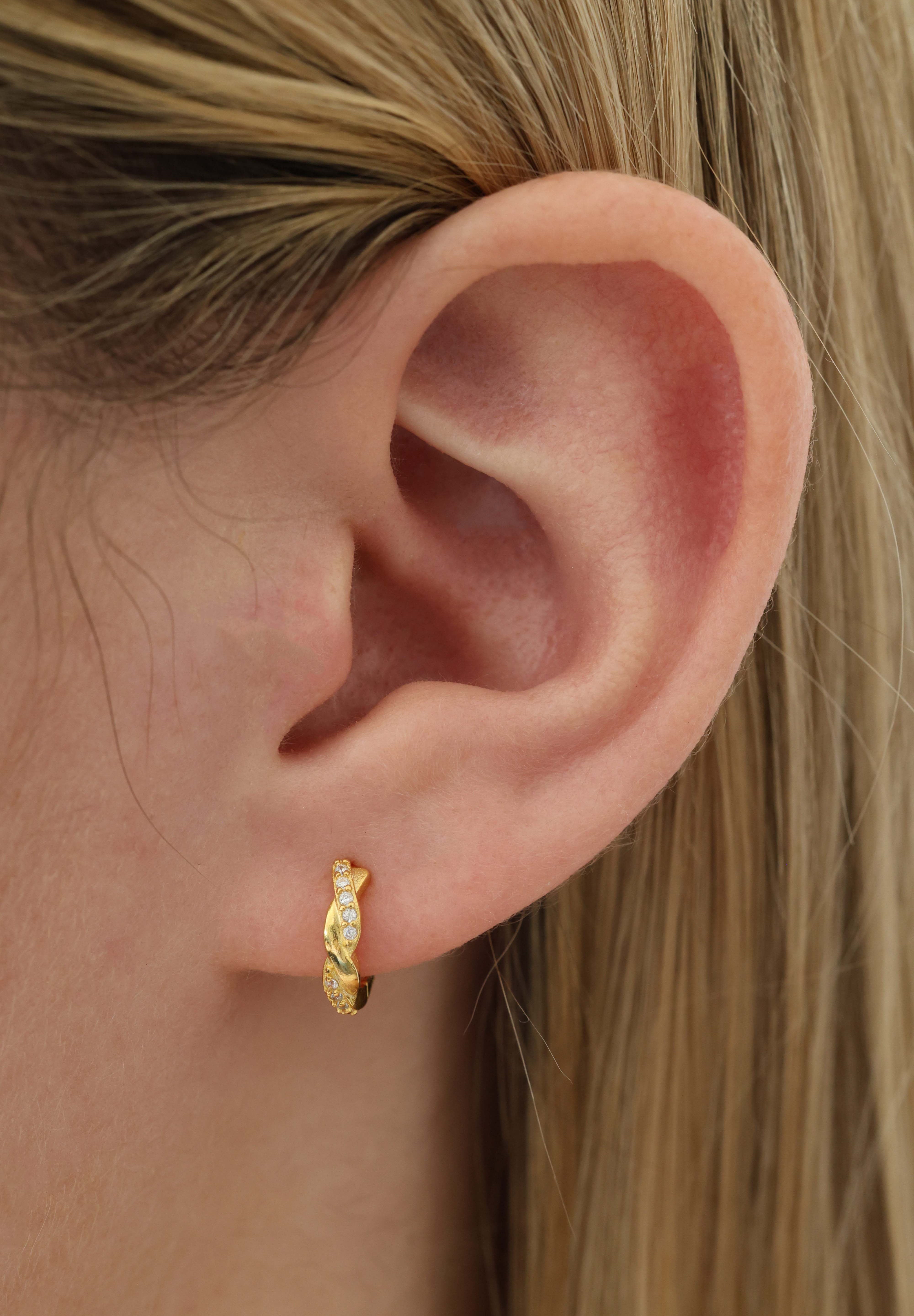Twisted Vine Gold Huggie Hoop Earrings