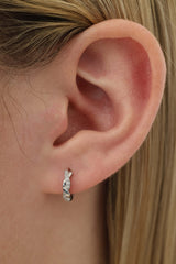 Twisted Vine Silver Huggie Hoop Earrings