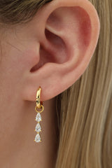 Clear 3 Teardrop Dangle GOLD earring Stacks